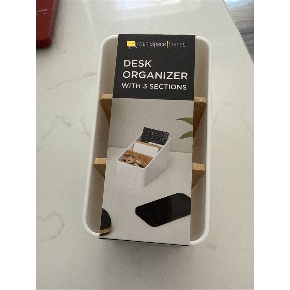 Desk Storage Organizer w/3 Sections 3.75" x  6.1" x 4" WHITE Thinkspace NEW